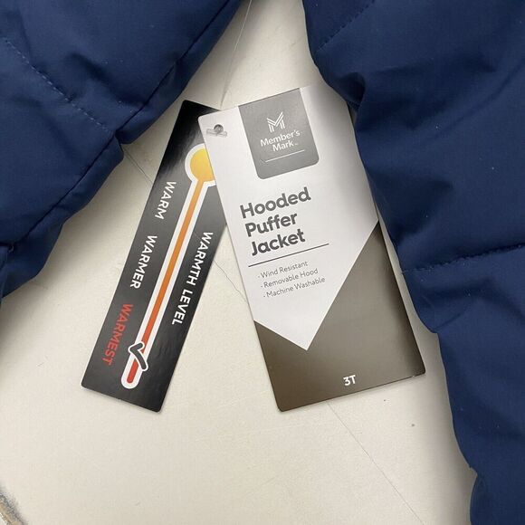 Member's Mark Boy's Wind Resistant Hooded Full Zip Puffer Jacket Size 3T - Picture 8 of 16